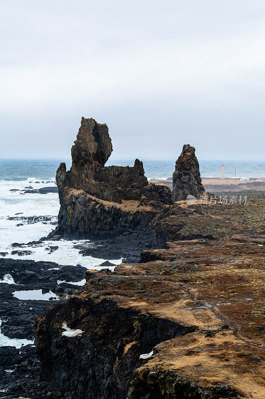Londrangar -一对岩石尖顶，冰岛，snaefellness